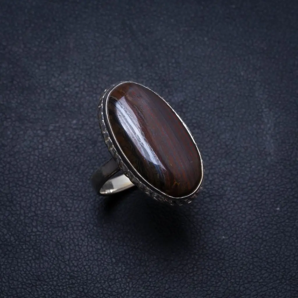 Кольцо из серебра 925 пробы с натуральным железным тигровым глазом размер США 5