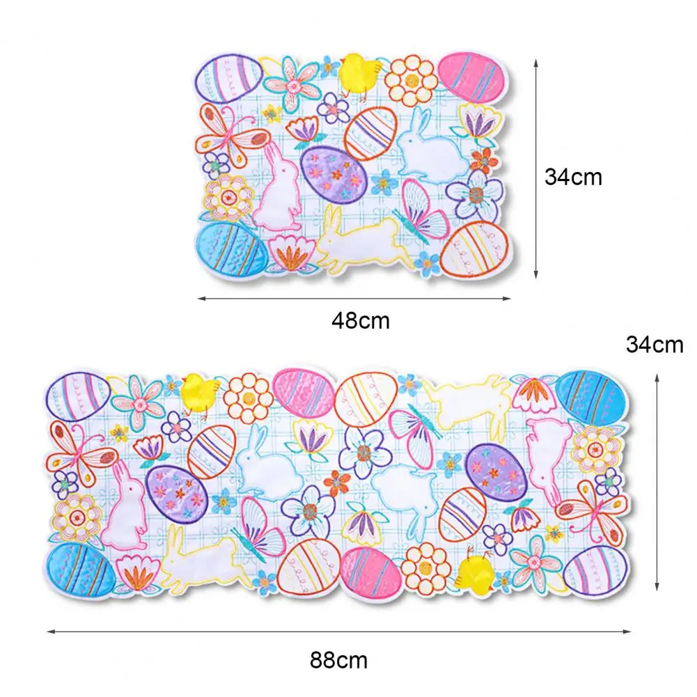 

Easter Bunny Egg Embroidery Coaster Table Placemat Photo Background Decoration Waterproof Kitchen Gadget Easy Cleaning