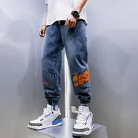 men fashion oversized baggy jeans trendy brand ins spring and summer loose high street letter printed pants korean casual pants