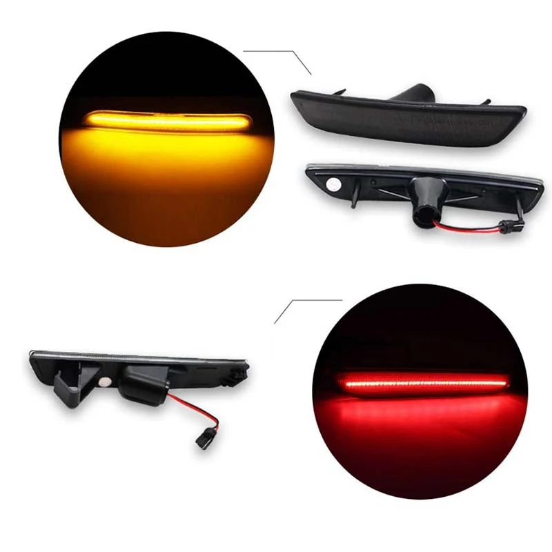 

Smoked Lens Amber/Red Front Rear Full LED Side Marker Light for 2010-2014 Ford Mustang, Side Marker Lamps