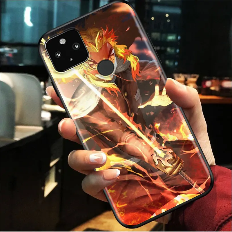 

Japan Demon for Google Pixel 5 4a 4 XL 5G Black Silicone Ring Holder Solft Phone Case