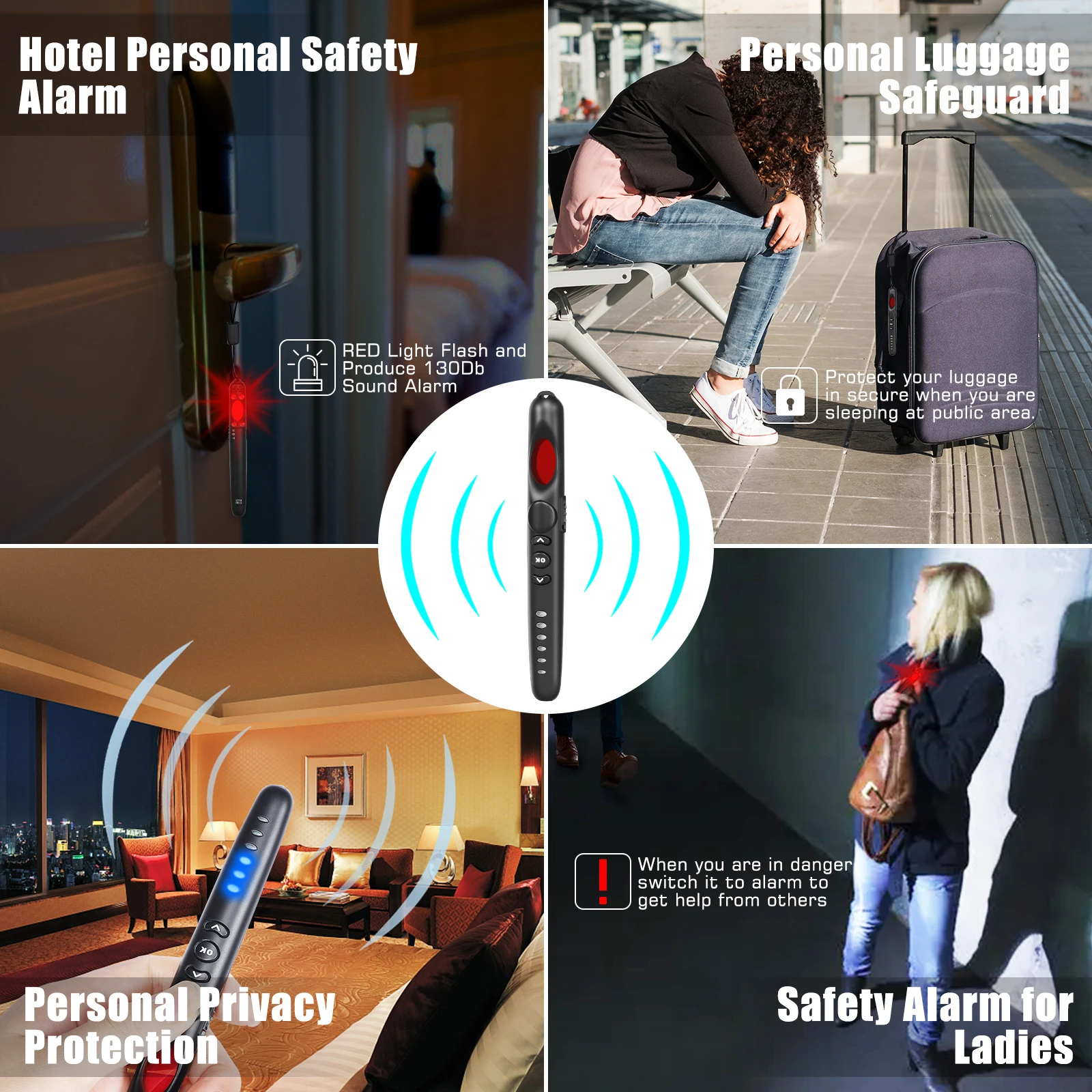 anti spy hidden camera detector infrared portable safesound personal alarm one key alarm wireless signal detector emergency aler free global shipping