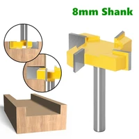 1pc 8mm shank 4 edge t type slotting cutter woodworking tool router bits for wood industrial grade milling cutter slotting