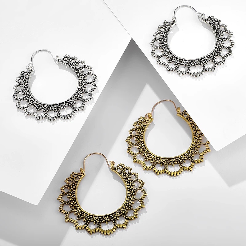 Женские винтажные серьги подвески Tocona золотистые висячие в античном стиле с