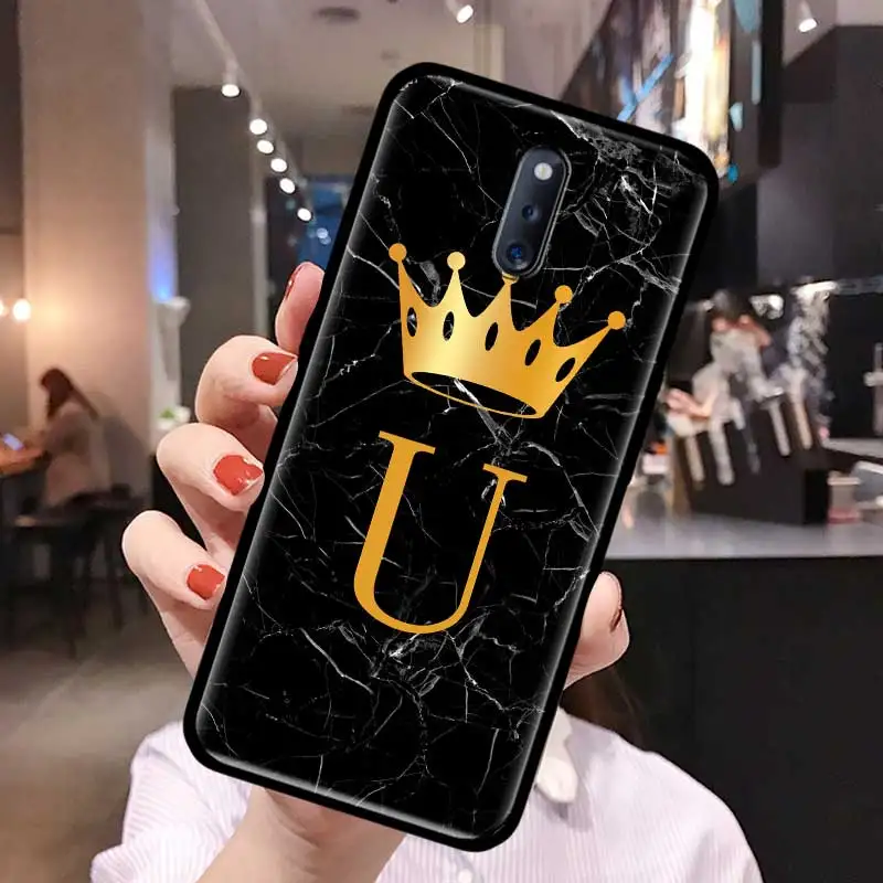 

Initial Letter M Z Crown Phone Case For Oppo A52 A53 A9 2020 Find X2 Lite Reno3 Pro Ace A55 A93 5G Coque Black TPU Shell Covers