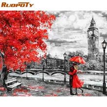 RUOPOTY рамка Diy картина по номерам Лондон любовник Пейзаж Современная Настенная художественная картина акриловая Раскраска по номерам для домашнего декора