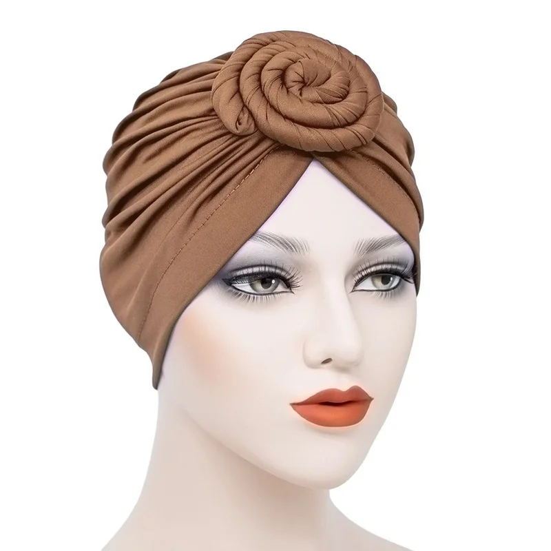 

Ladies Turban Cap Bonnet Womens Cotton Top Knot Inner Hijab Caps African Twist Headwrap Women Head Wraps India Hat Hijabs Hat