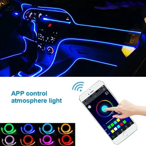 optic fiber rgb led car interior lighting lamp decor car atmosphere light strip wire moulding lamp iosandroid phone app control