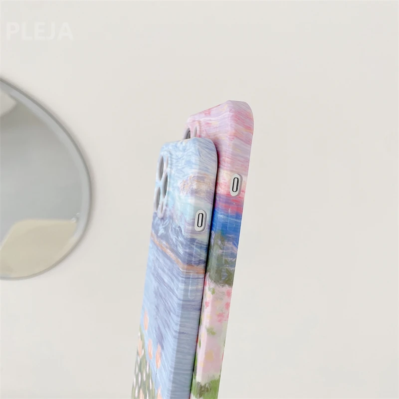 Мягкий чехол для телефона с рисунком цветов и рамкой iPhone 12 11 Pro Max XR X XS 7 8 Plus SE 2020