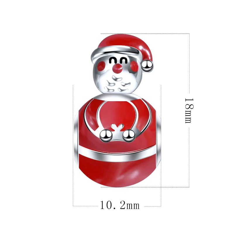 Fit pandora очаровательные серебряные 925 оригинальные бусины Красная эмаль Снеговик