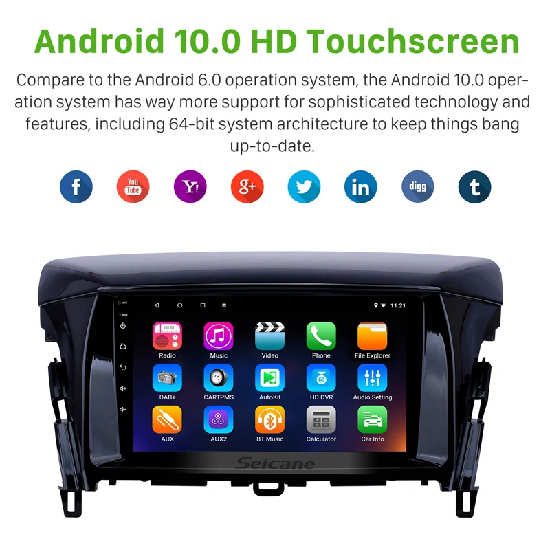 Автомобильный радиоприемник Seicane 9 дюймов 2DIN Android 10 0 2 + 32 ГБ GPS для 2018 Mitsubish