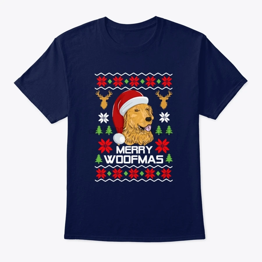Мужская футболка Xmas Woofmas Золотая Футболка с ретривером футболки женская