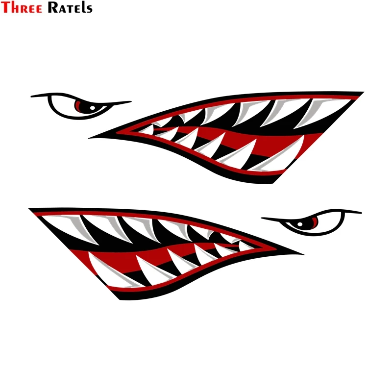 

Three Ratels FC117 Shark Teeth Mouth Reflective Decal Graphic Sticker Fishing Boat Canoe Car Truck Kayak Accessorie