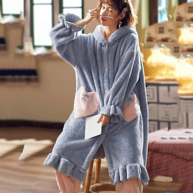 Осенне-зимняя теплая свободная модная женская пижама Новая повседневная