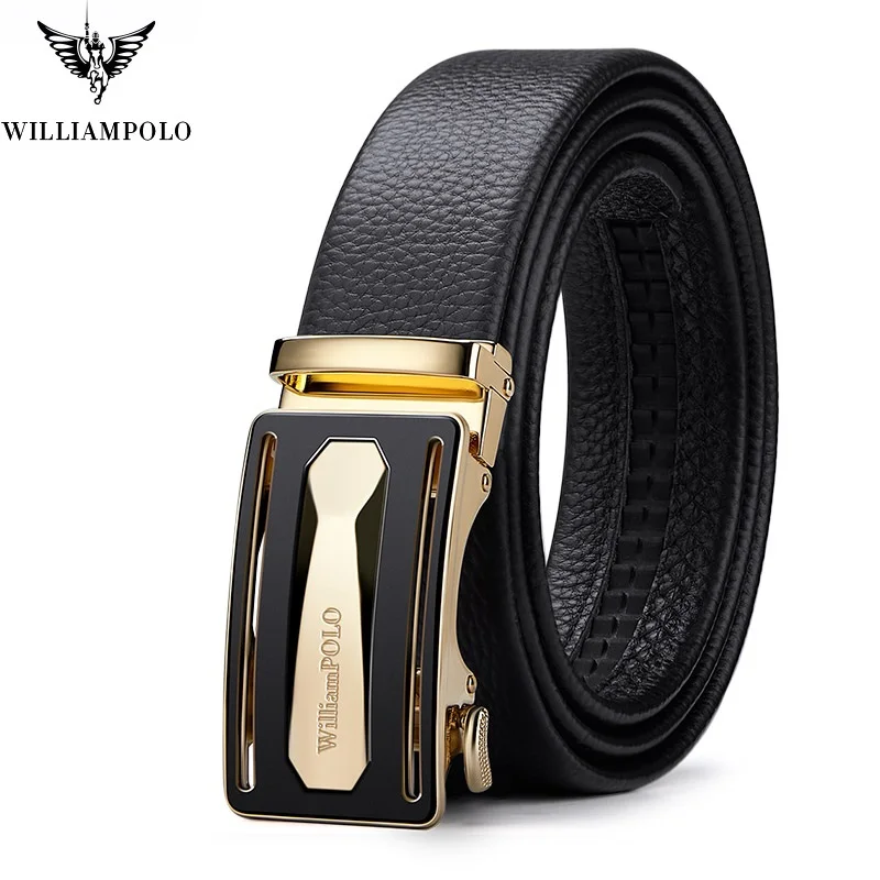 WILLIAMPOLO Genuine leather Belt Men Luxury Brand Designer fashion Top Quality Belts for Men Strap Male Metal Automatic Buckle