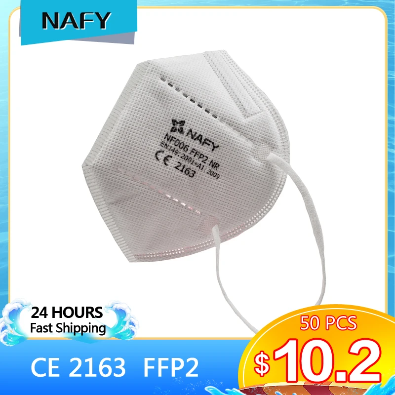 

Маска для лица NAFY KN95 с 5-слойным фильтром FFP2, защитная маска ffp2из ткани мелтблауна с петлями для рта и защиты от пыли