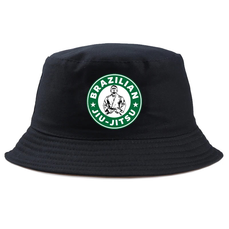 

Brazilian jiu jitsu Bucket Hat Men Women Summer funny cartoon Panama Bucket Cap bob Hat Hip Hop Fishing Fisherman Hat girl boy