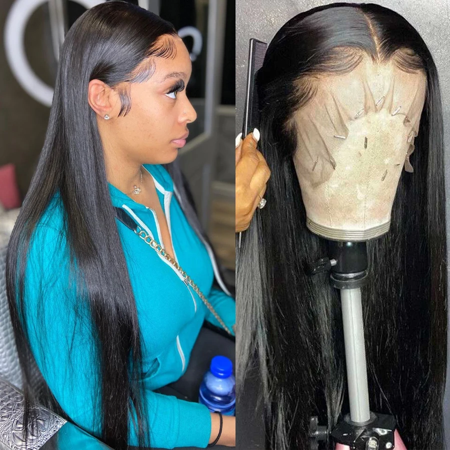 Дешевый парик из длинных прямых человеческих волос быстрая доставка на сетке 13x1 T