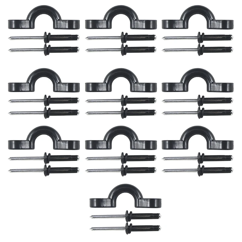 

10pcs Kayak Nylon Bungee Deck Loops Tie Down Kayak Pad Eye with Rivets for Kayak E56D
