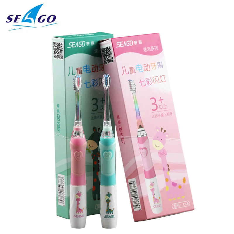 

Seago Children's Electric Toothbrush LED Light Smart Reminder Replacement Nozzles Battery Supply Sonic Toothbrush for 3 Years+