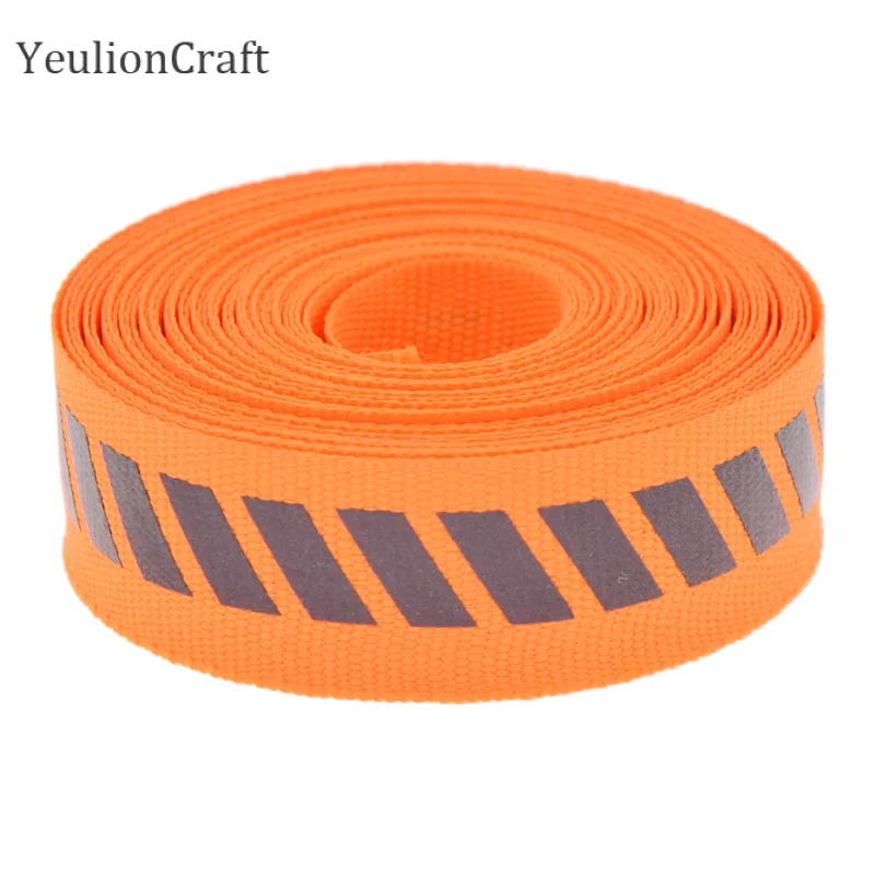 Светоотражающая лента 2 2x500 см для отделки одежды оранжевая черная тканевая