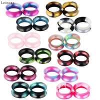 leosoxs 2pcs hot new style pearl double color thin silicone ear pinna human body piercing jewelry ear expander