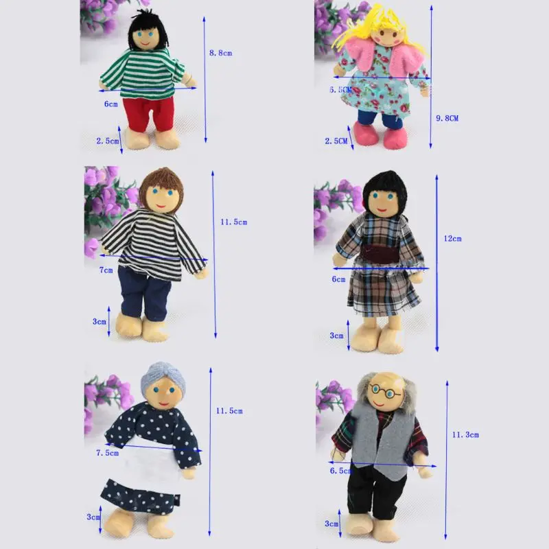 

Wooden Furniture Miniature Set Doll Toys House Family Person Figures Pretend Play Dollhouse for Kids Child