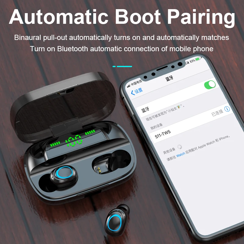 Беспроводные наушники S11 Bluetooth 5 0 TWS с сенсорным управлением наушники-вкладыши 8D