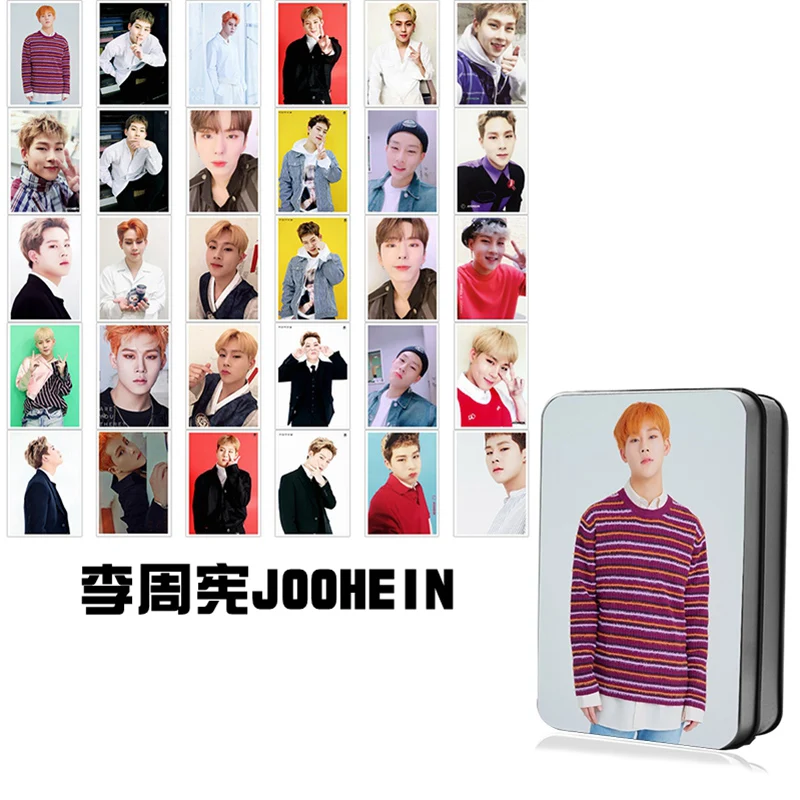 Joo Heon Kpop MONSTA X Shownu Won Ho Kihyun I.M Minhyuk фотография Поляроида Lomo карты Мода MONSTA X вентиляторы подарки металлический ящик 30 шт. карты - Цвет: Joo Heon