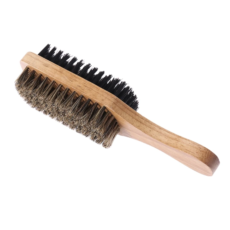 

Men Double-Side Antistatic Hair Brush Wooden Handle Massage Facial Beard Styling