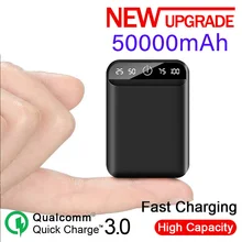50000mAh Mini Power Bank Portable Mobile Phone Fast Charger Digital Display USB Charging External Battery Pack for Android
