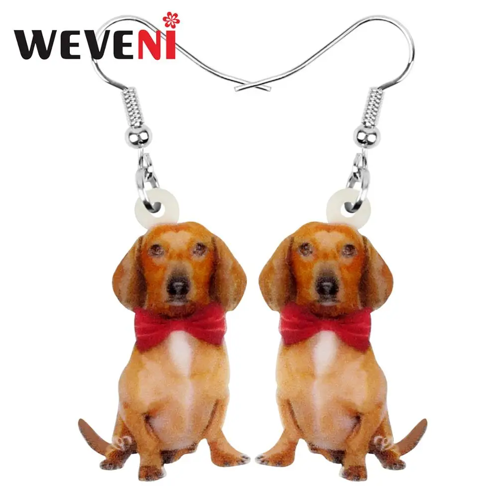 WEVENI акриловые на День святого Валентина лук узел такса серьги с собаками