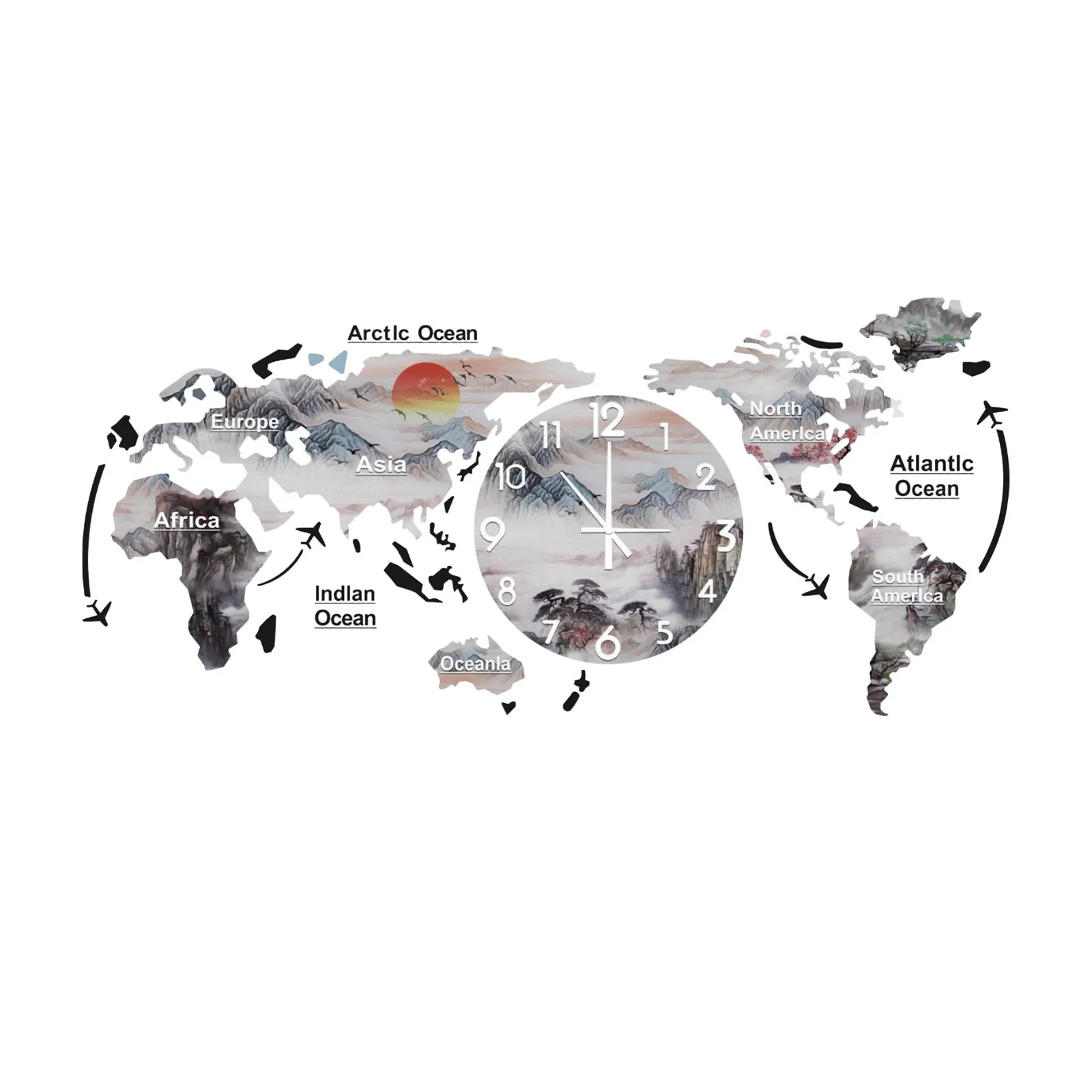 Настенные часы с картой мира акриловые украшения для дома спальни офиса | Дом и