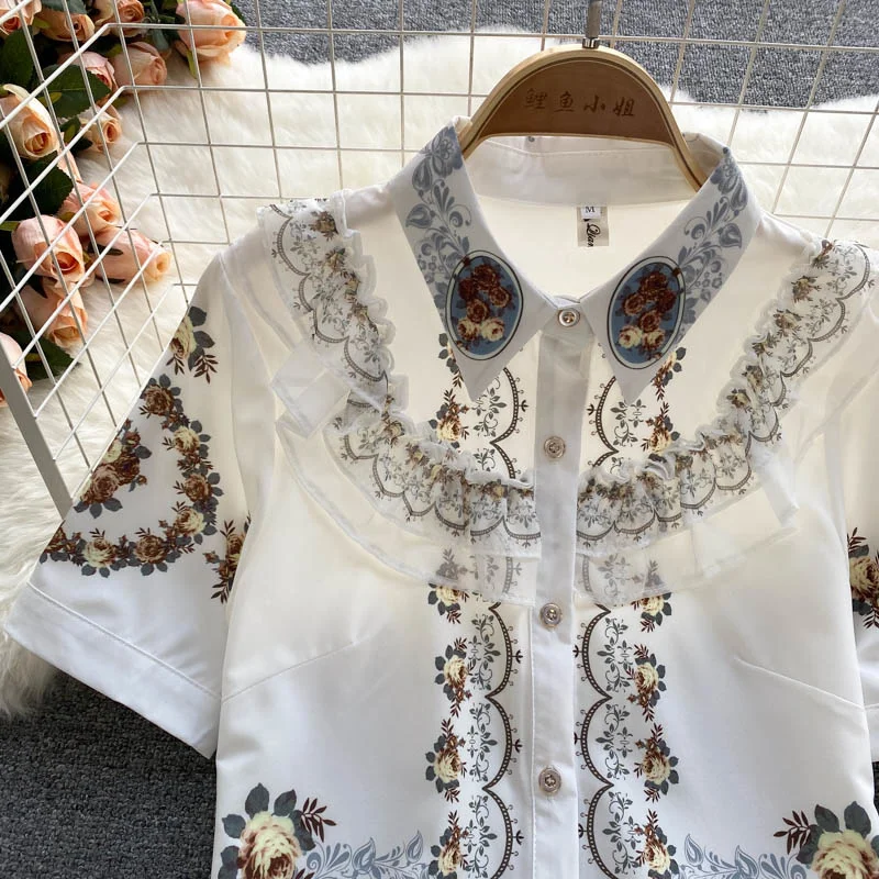 

Женский костюм из двух предметов, блузка с коротким рукавом и юбка с высокой талией и принтом, модель DK311 на лето, 2021