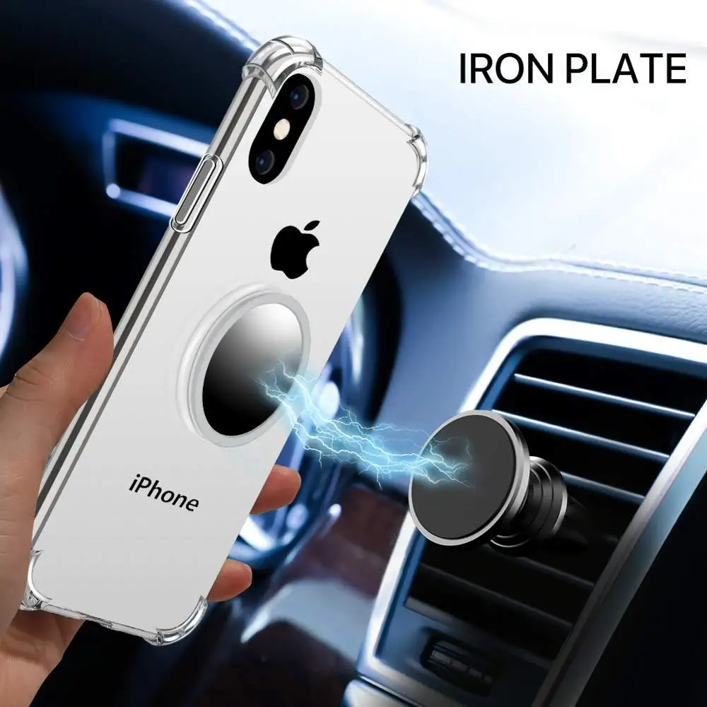 Прозрачный чехол подставка для телефона s iPhone XR XS Max 7 8 Plus X Мягкий защитный из ТПУ с