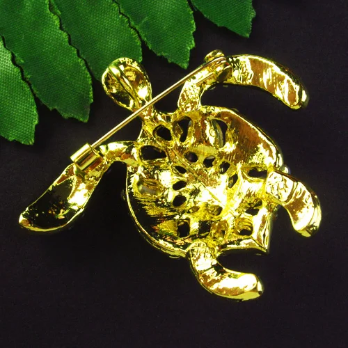 

ZY48 Blue Rhinestone Carved Tibetan Golden Toroise Pendant Brooch for Girls Women Gift Lovely Jewelry 52x45x15mm