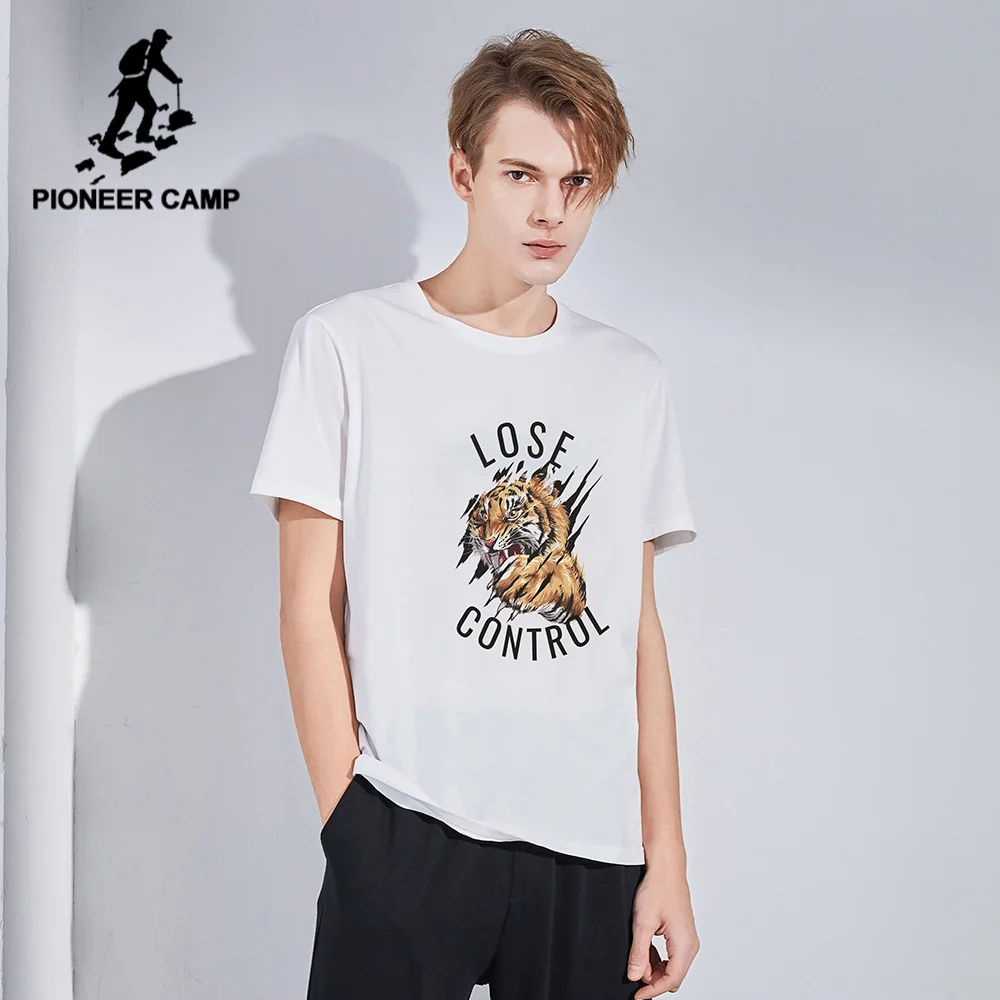 Мужская футболка с круглым вырезом Pioneer Camp модная черно белая из 100% хлопка