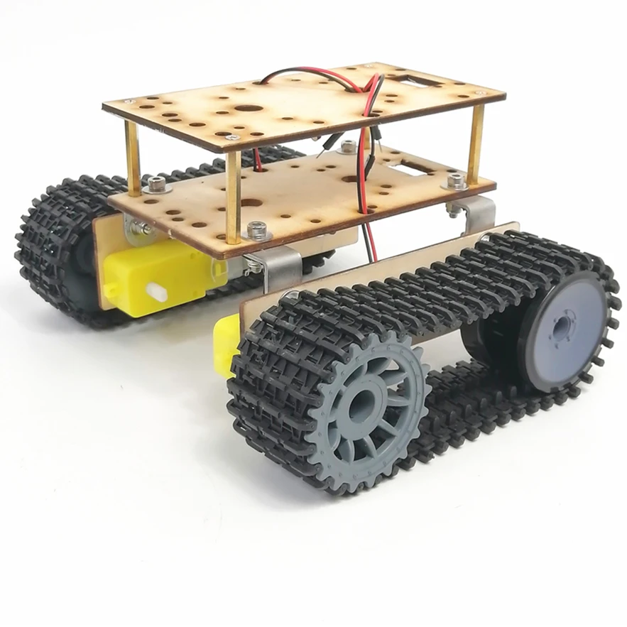 Economy robot double-layer wooden tank chassis TT motor 3-9v tracked intelligent car | Игрушки и хобби