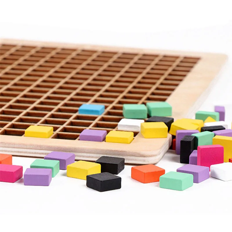 370 шт./компл. детская деревянная игрушка Монтессори с переменными пикселями