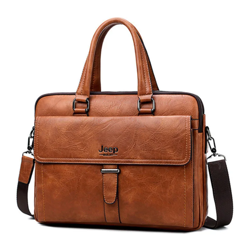 

2020 New Men's Handbag Cross-Section One-Shoulder Messenger Business Leather Briefcase Retro Large-Capacity Bag