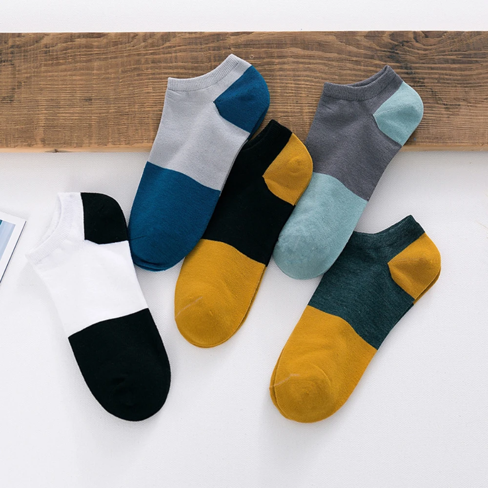

10 Pairs/Cotton Men's Socks Breathable Sweat Absorbing All-match Socks Patchwork Color Man Calcetines Invisible Male Boat Socks