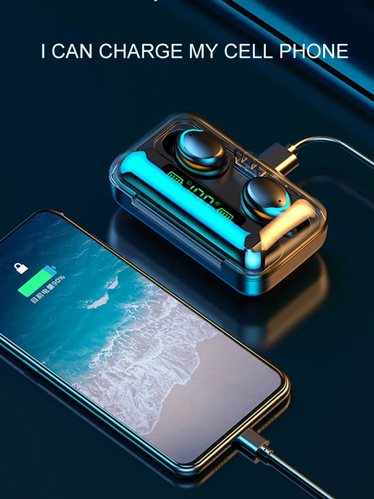 F9TWS Беспроводной наушники Bluetooth 5 0 светодиодный Дисплей сенсорный экран стерео