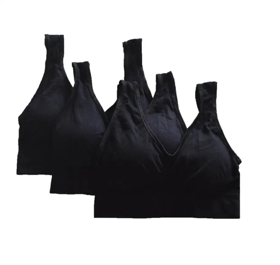 3pcs black Прямая поставка; 3 шт./компл. без проволок со съемной тонкой подкладкой бесшовные пуш-ап для женщин размера плюс нижнее белье без косточек для фитнеса форма тела бюстгальтер - Цвет: 3pcs black