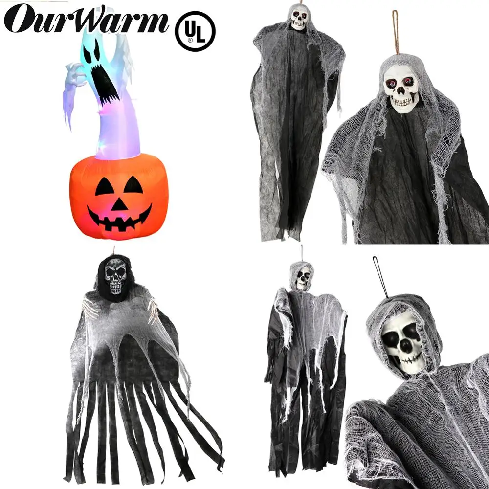 OurWarm черно белая фотография подвесная дома жуткий скелет реквизит на Хэллоуин