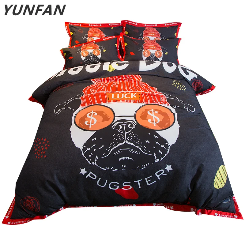 

Комплект постельного белья с трехмерным рисунком собаки, зимний модный Комплект постельного белья с пододеяльником черного, красного цвет...