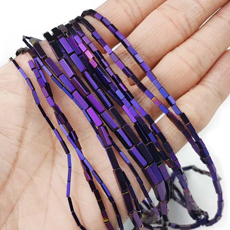 

Rectangle Cuboid Purple Hematite Natural Stone Square Spacer Loose Beads For Jewelry Making Diy Bracelets Accessories 4/6/9MM