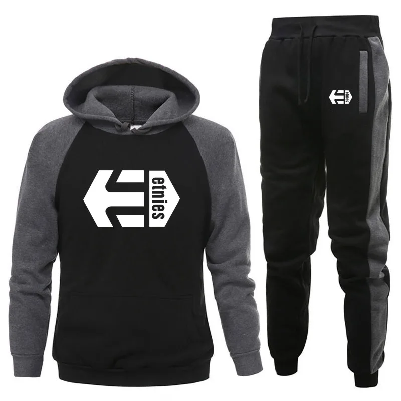 Новинка мужская толстовка с капюшоном свитер флис теплый Etnies принтом Мужская