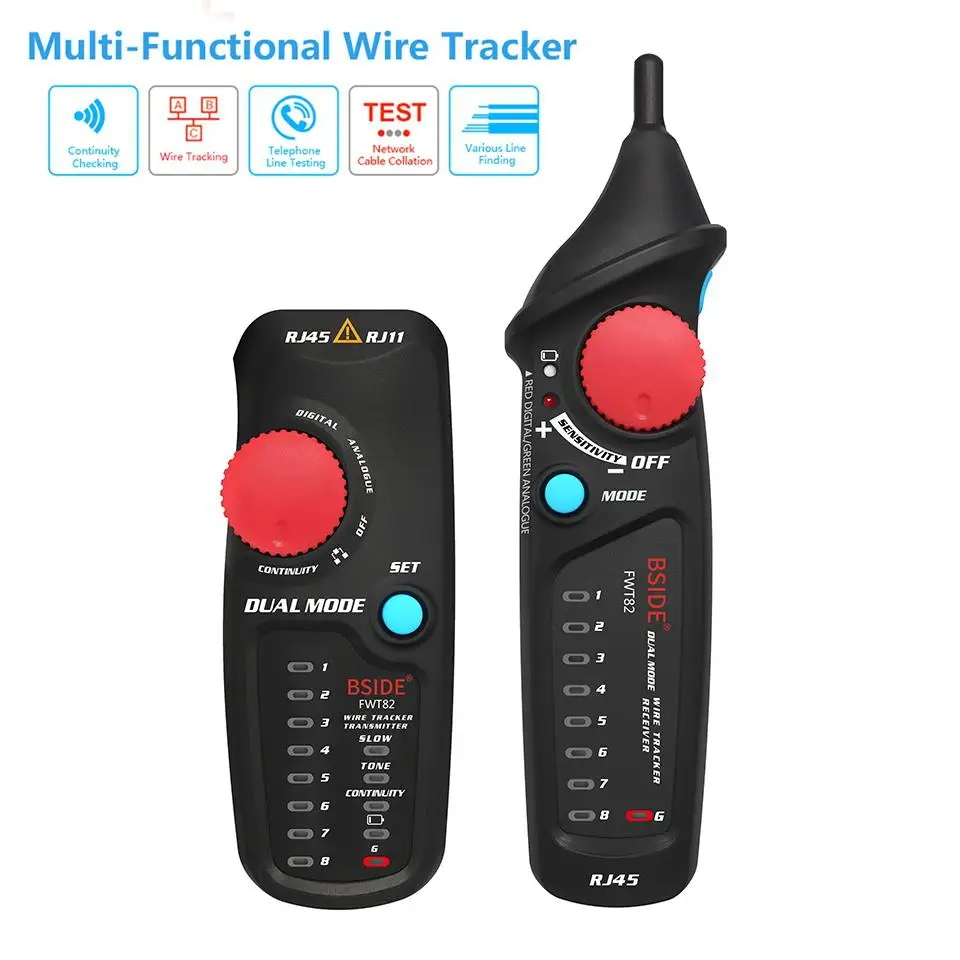 Тестер сетевого кабеля RJ45 RJ11 двухрежимный детектор-трассировщик с тонером для