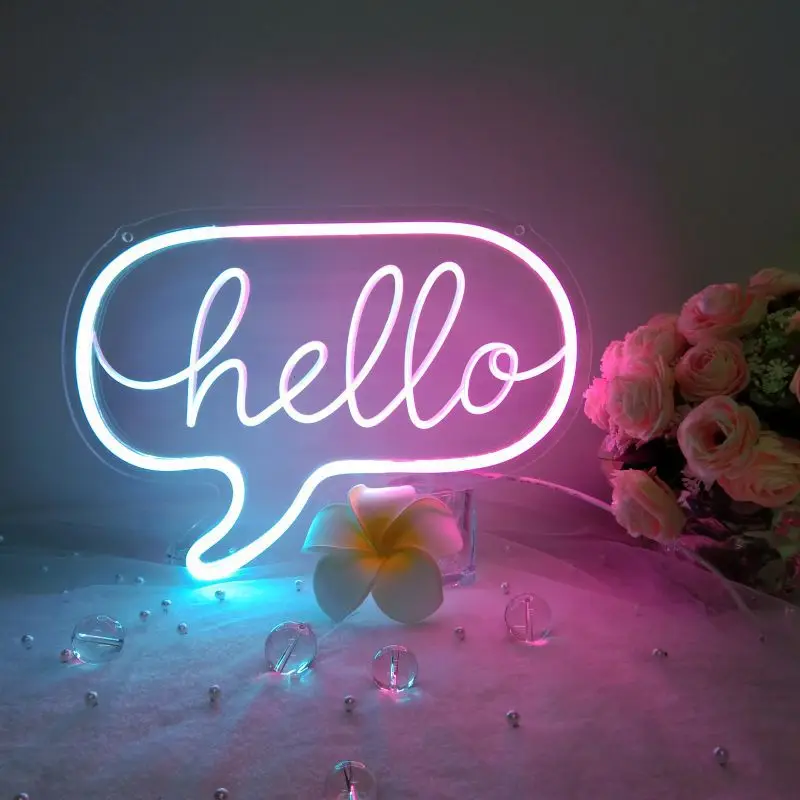 Led Neon Light Sign USB Powered Acrylic Wall Hanging Signs Hello Dream Good night Bedroom Holiday Party Decoracion New | Лампы и