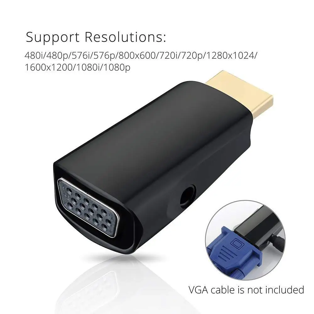 Кабель-преобразователь HD 1080P HDMI-VGA с аудиокабелем для ПК и ноутбуков | Компьютеры